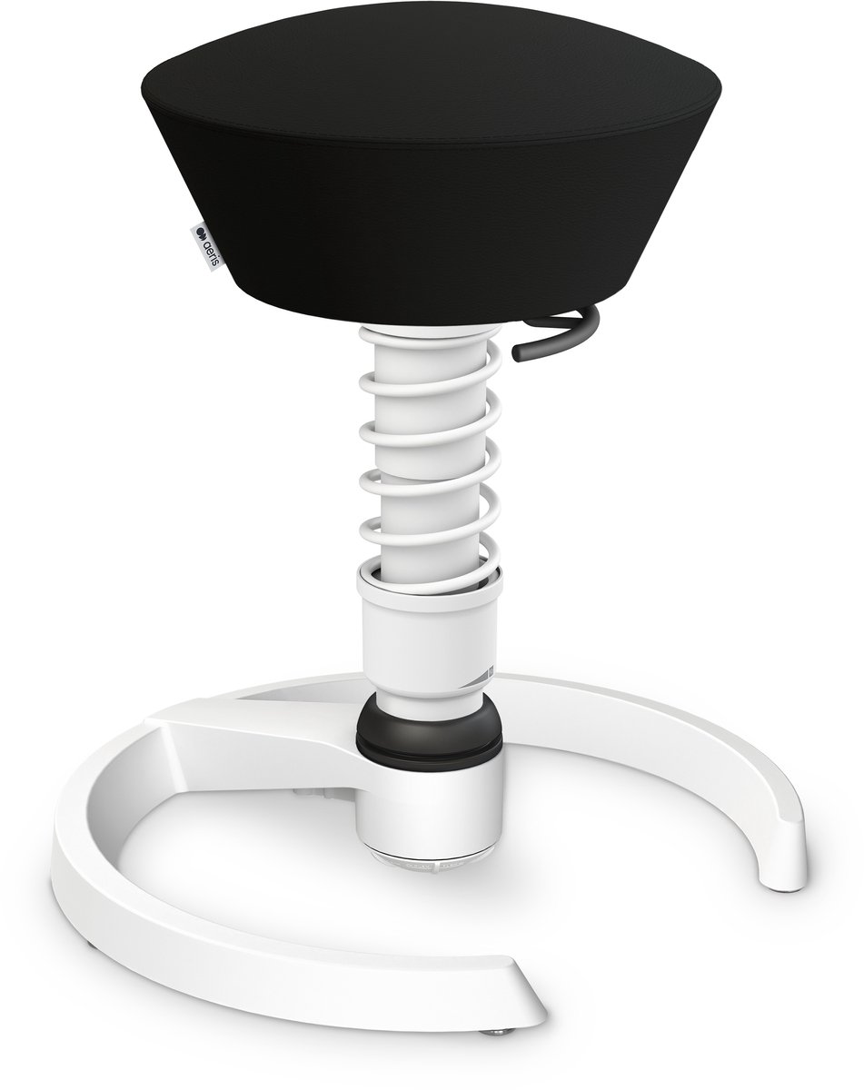 Aeris Swopper Light - ergonomische bureaustoel - voor kinderen - wit onderstel - zwart kunstleren zitting - glijdoppen