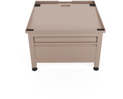 Wasophoogte® Wasmachine verhoger met lade en plateau - Wasmachine opbouwmeubel - Wasmachine sokkel - 42cm hoog - Taupe - Universeel - 65*60,5 (LxB) - Inclusief wandbeugels