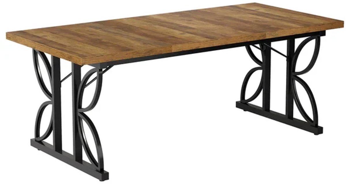 DMG Supply Eettafel - Rechthoekig - 180 x 80 x 75 cm - Bruin/Zwart - MDF en Metaal