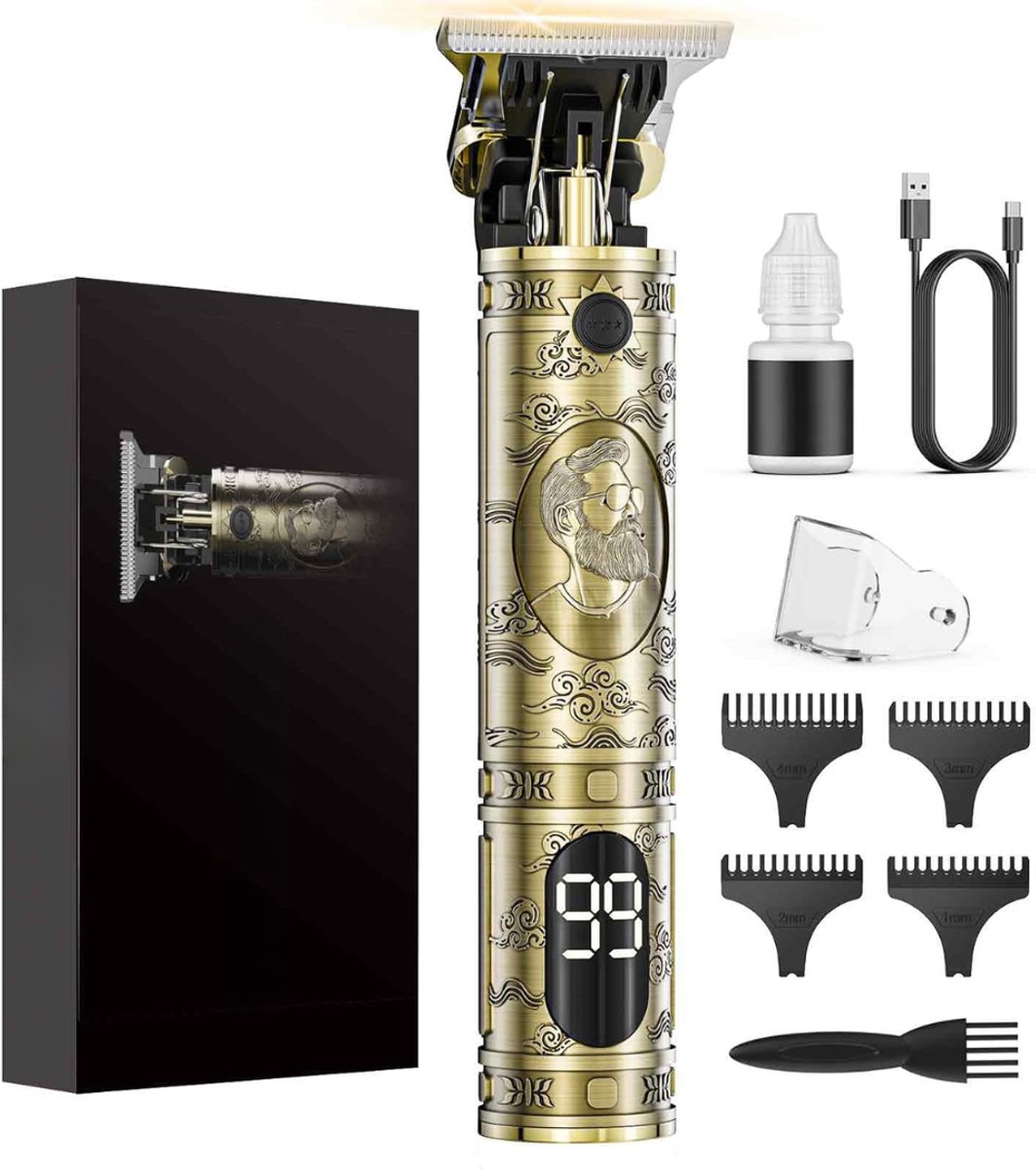 KIRA® Trimmer Baard - Baardtrimmer - Trimmer - 4 Kammen Laag Geluid - Goud - 16cm x 3cm x 4cm