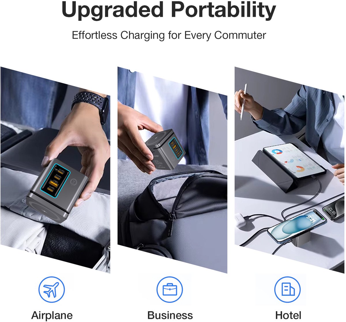 BlitzWolf BW-i113 Max 105W GaN Bureau Oplader 6-in-1 Laadstation met USB-C, USB-A, Draadloze Oplader en Snelladen voor iPhone, Samsung, iPad, MacBook — cadeau in Gadgets - foto 6