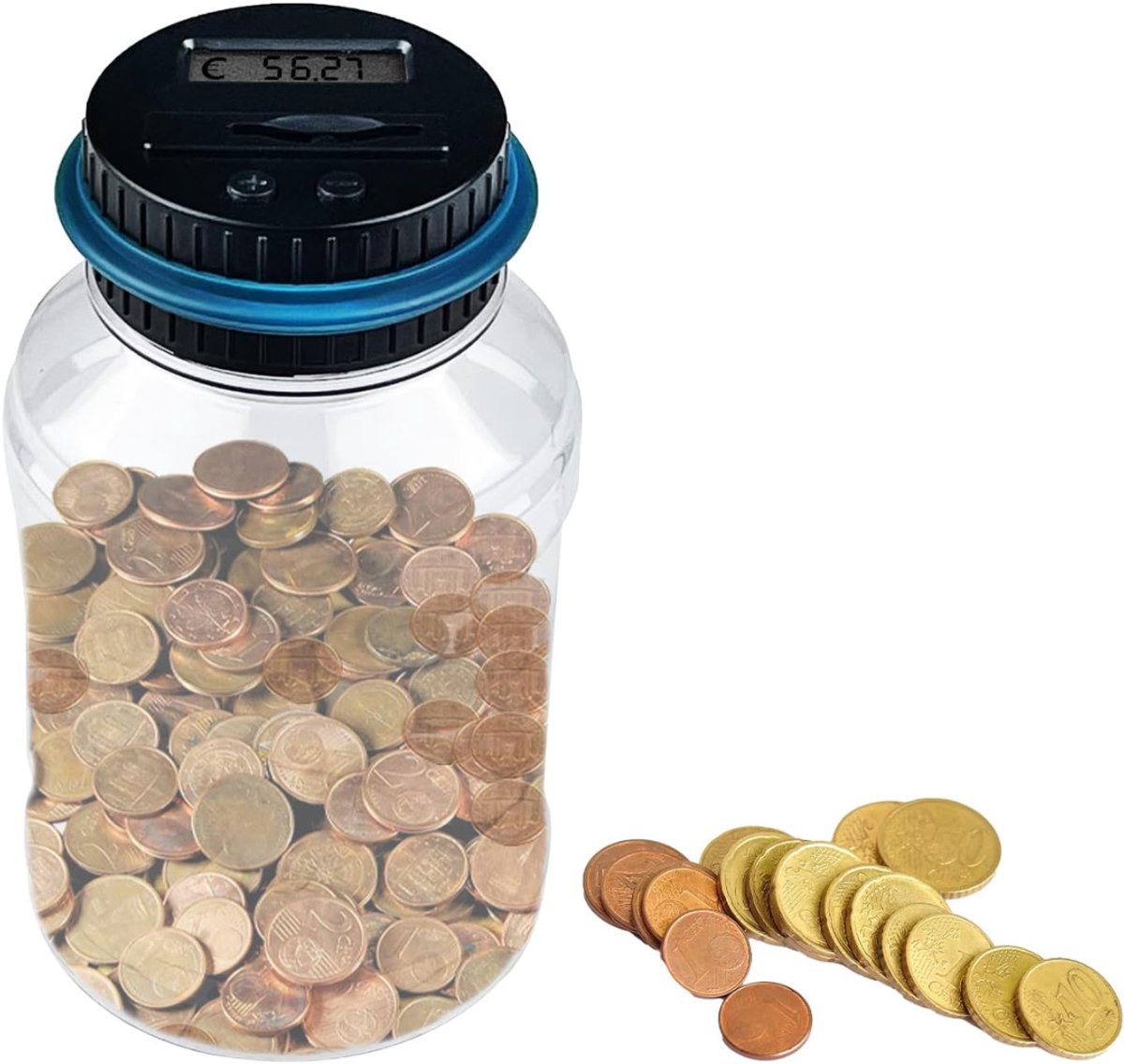 QUOVO® Munttelmachine met LCD-Scherm – Digitale Spaarpot met Teller – voor Kinderen en Volwassenen – Spaarpot Kluis – 800 tot 1000 Munten– Muntenteller – Muntsorteerder – Cadeautip - Zwart