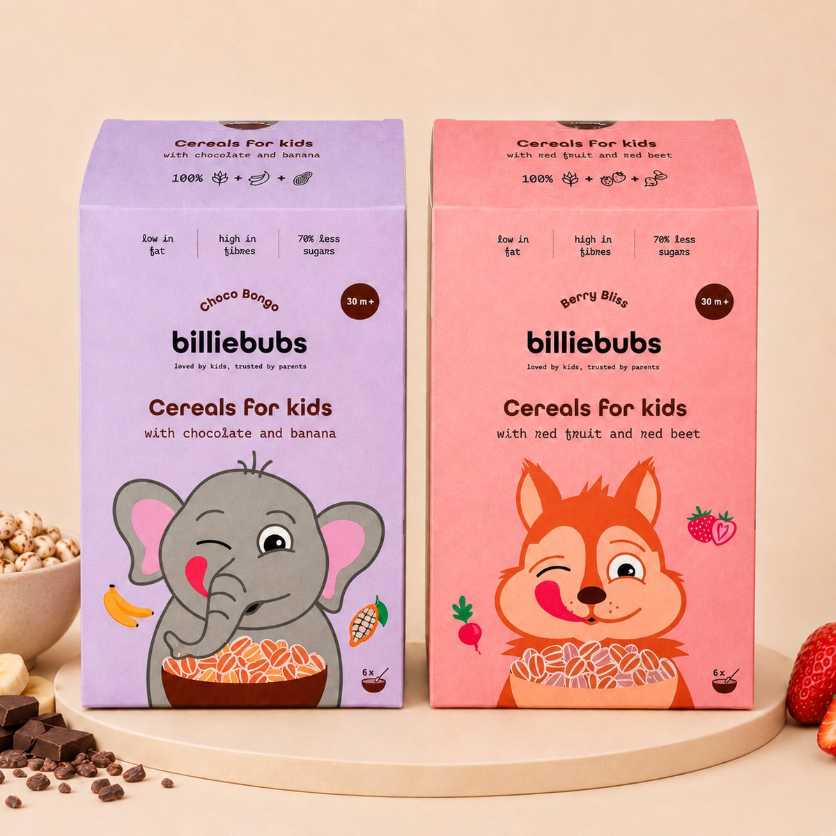 Billiebubs - Cereal pack - vanaf 30 maanden - Berry bliss, Choco bongo