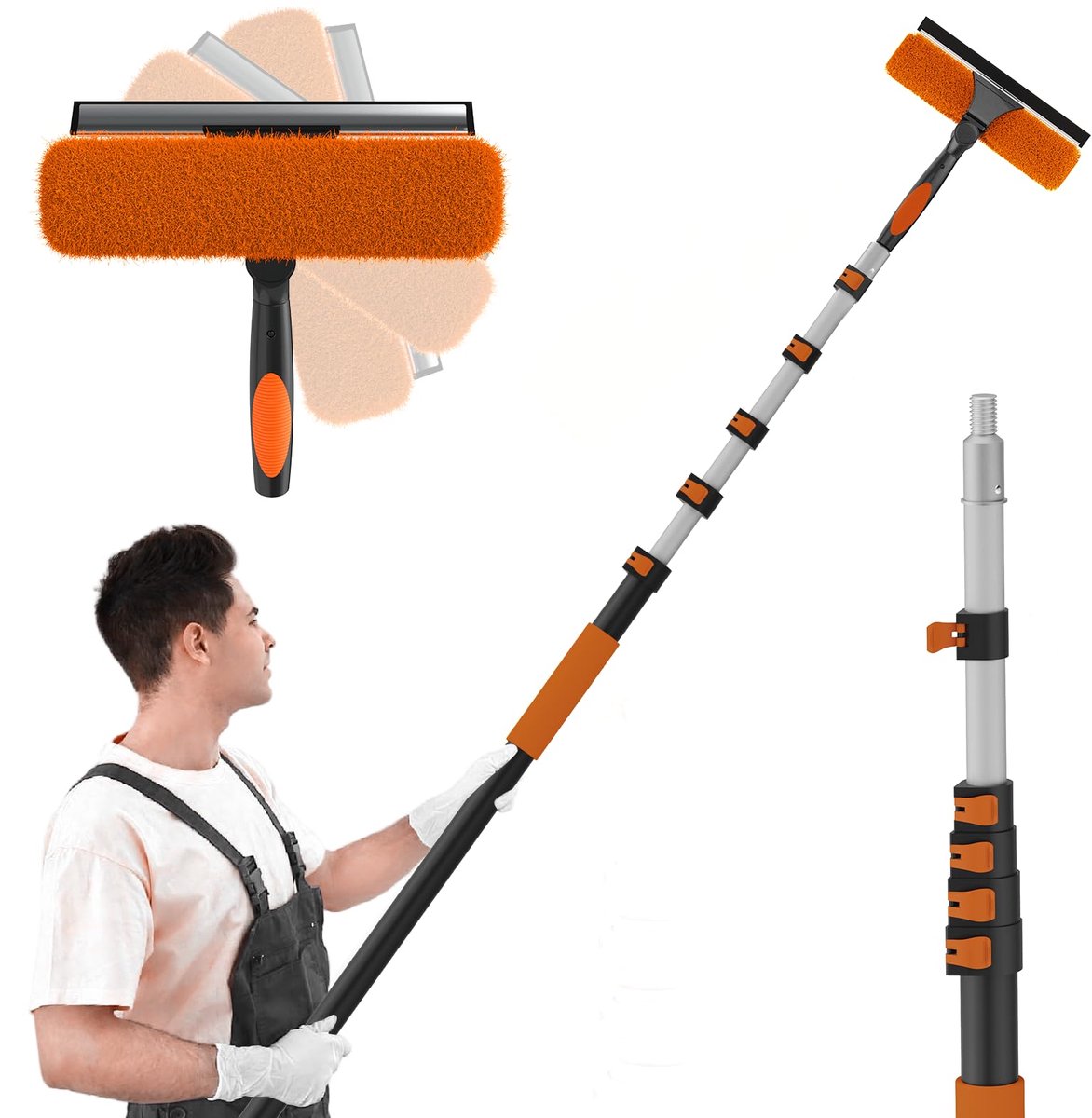 Telescopische Wasborstel Auto – 151 cm – 25 cm Zachte Borstel – Krasarm – Aluminium Steel – Voor Auto, Camper & Boot