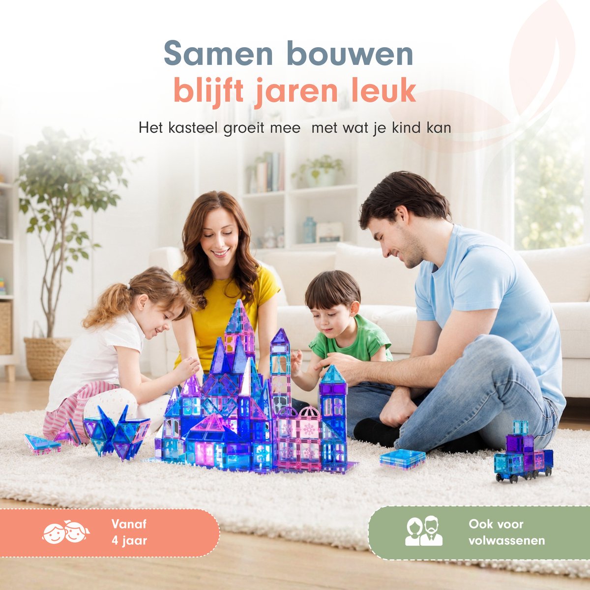 Magnetic tiles - Magnetische tegels - Magneet tegels - Travel set - Constructiespeelgoed - Met 2 Magna poppetjes - Bouwstenen Educatief mind montessori - Magneten speelgoed - 3, 4, 5, 6 jaar — afbeelding 8