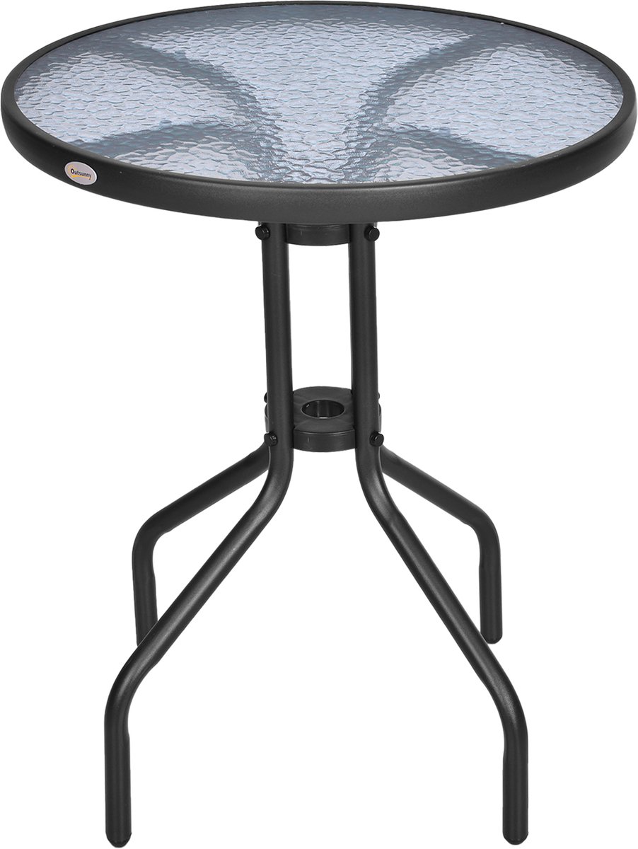 Ronde tuintafelmini metalen stand - glazen bureau - 60xh70cm