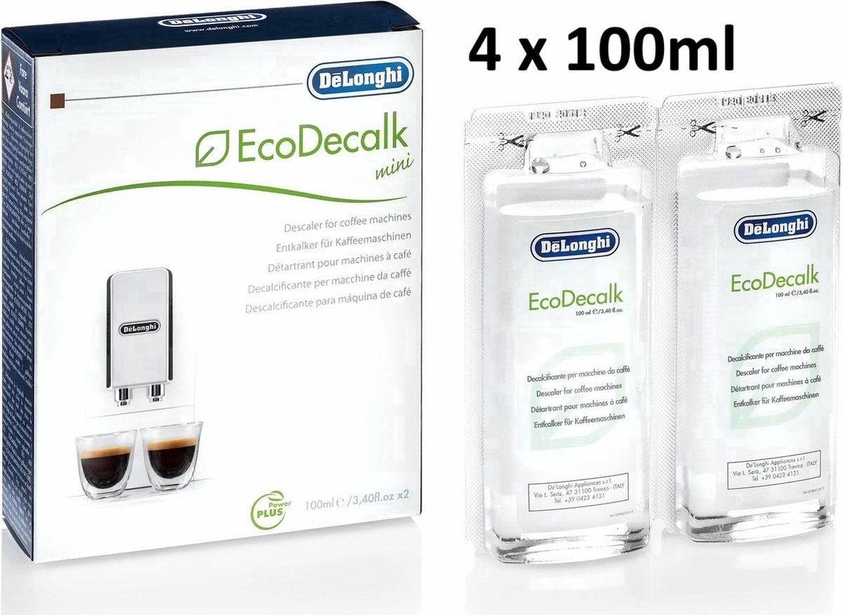 De'Longhi EcoDecalk Mini DLSC200 - Koffiemachineontkalker - 4 x 100 ml