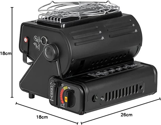 Lìon® Gaskachel - Gaskachel Camping - Gaskachels Met Gasfles - Zwart - 18cm x 26cm x 18cm van Lion — afbeelding 2