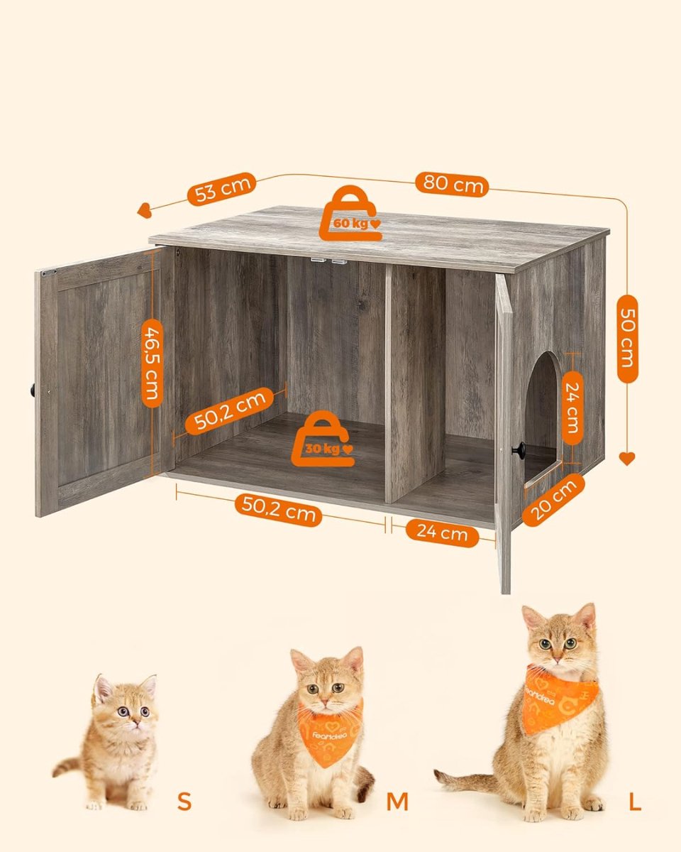 TYR® Kattenbak Kast - Kattenbak Ombouw - 60kg - Kattenkast - Bruin - 53cm x 80cm x 50cm