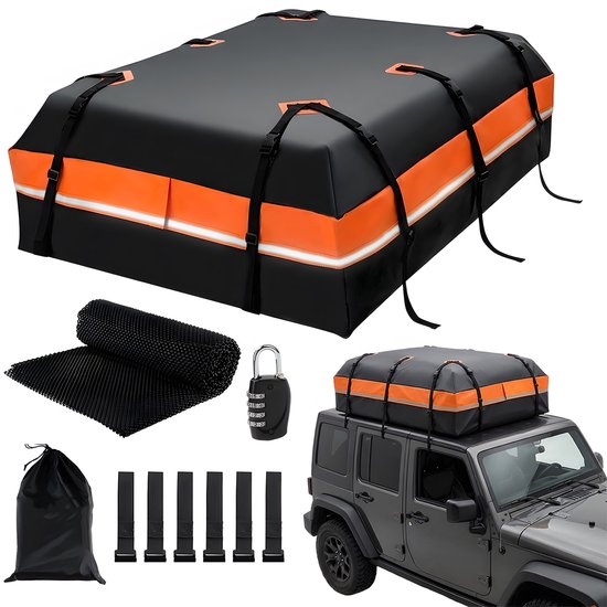 Daktas Auto - Dakbagagetas 567L - Water- en Zonbestendig PVC - Waterbestendige Ritssluiting - Opvouwbaar Ontwerp - Inclusief Cijferslot - Voor SUV, Personenauto, Pick-up en Reizen