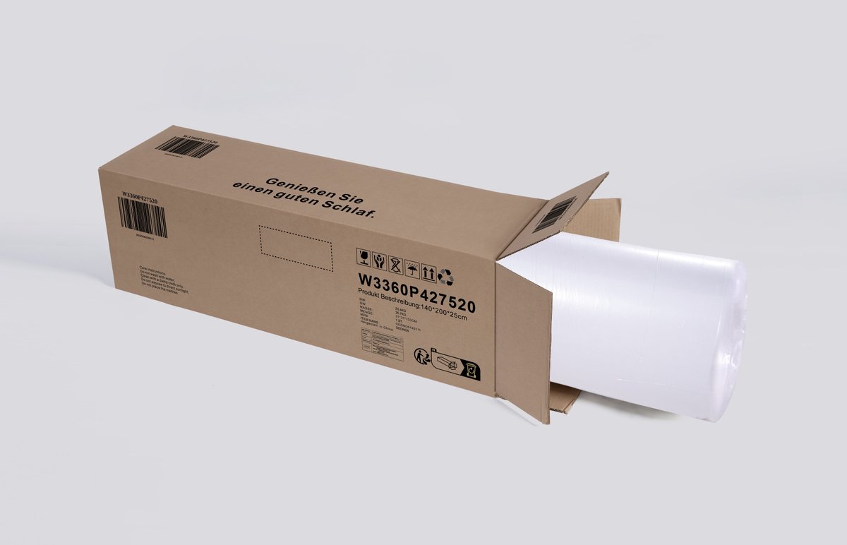 REDOM - Matras - 7 zones ondersteuning - Versterkte randondersteuning - OEKO-TEX gecertificeerd - Schuim en veren - Antiek wit - 140 x 200 x 25 cm