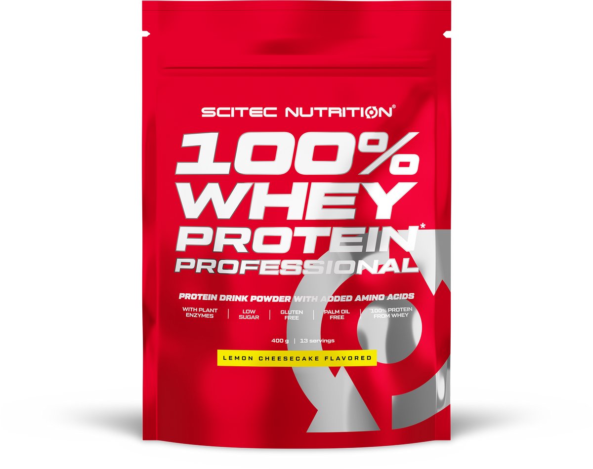Scitec Nutrition 100% Whey Protein Professional - Wei-eiwitcomplex | Uit concentraat en isolaat - met spijsverteringsenzymen - proteïne voor spieropbouw - 400g, Citroen Kaascake