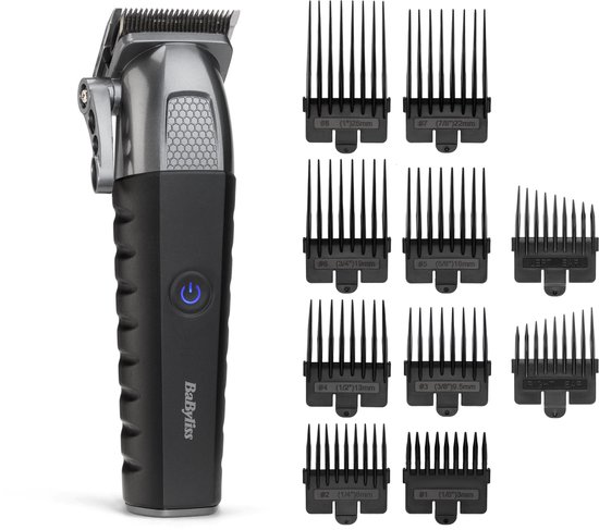 BaByliss tondeuse met 8 opzetkammen, met kniplengtes van 1mm tot 25mm.