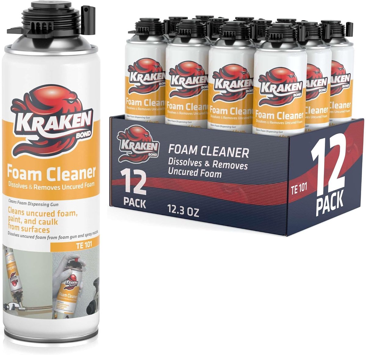 Kraken Bond PU-schuimreiniger 348g - Reiniger voor pistoolschuim - NBS Adapter - 12x Spuitkop - Bouw & Montage