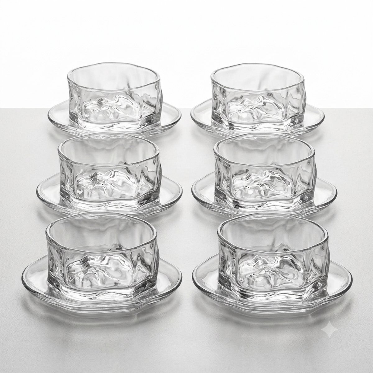 Bricard Ronda Schaaltjes met Schotel - Ø11 cm - 12-delig - Transparant Glas