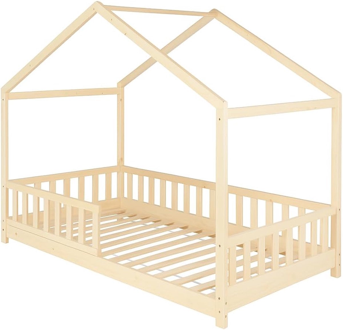 WEB2O Huisbed 90 x 190 cm - Hout - Met bedhekje en lattenbodem