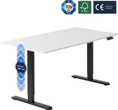 Backerz Zit Sta Bureau Elektrisch Verstelbaar 160 x 80 cm met Geheugenfunctie, Verstelbare Hoogte - Witte Poten en Wit Melamine Bureaublad