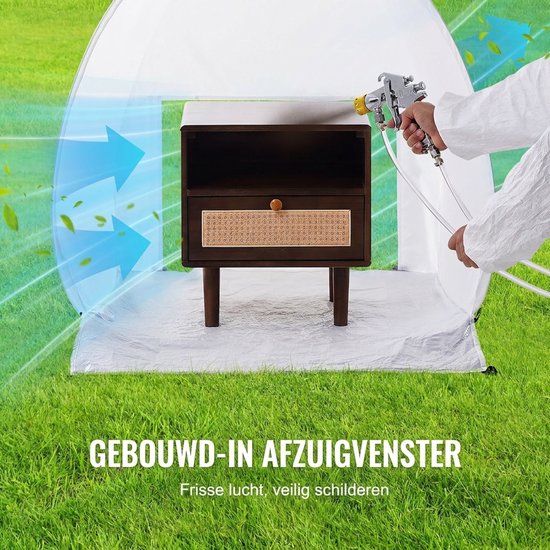 Pop-up Spuittent - Draagbare Spuitcabine - Verftent - Opvouwbaar - Snel Opzetbaar - Met Afzuigraam - Lichtgewicht - Ruim - Voor Binnen - 101,6x88,9x101,6 cm - 1 Stuk - Wit — afbeelding 4