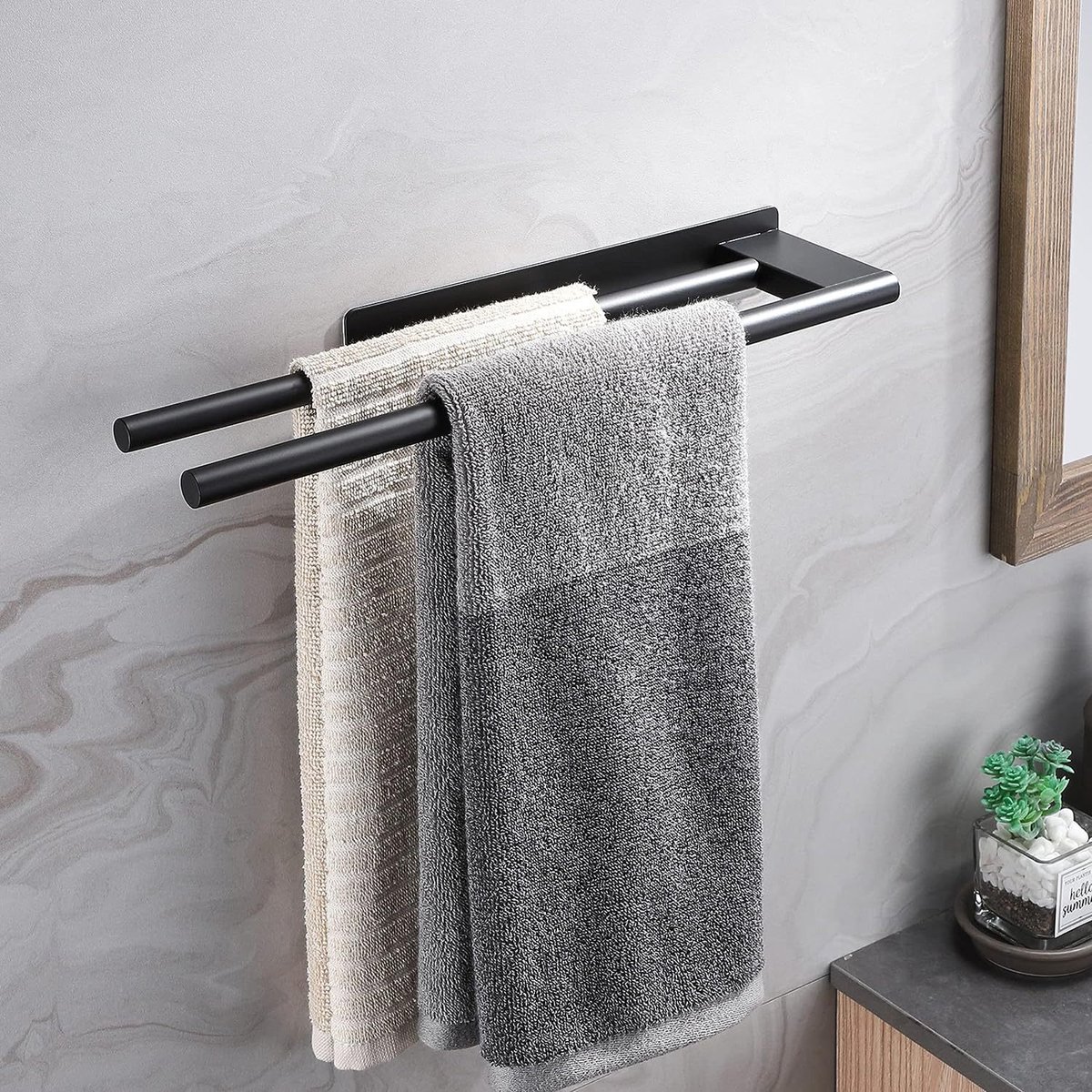 REDOM Handdoekrek 39 cm – Handdoekenrek Zonder Boren – Ruimtebesparend & Multifunctioneel – Handdoekhouder voor Badkamer – 304 RVS – Zilver