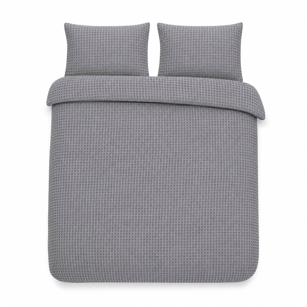Heckettlane Dekbedovertrek Vafala - Effen Bedlinnen - 200x200-220 cm - Tweepersoons - Steel grey - Dekbedovertrek van Katoen