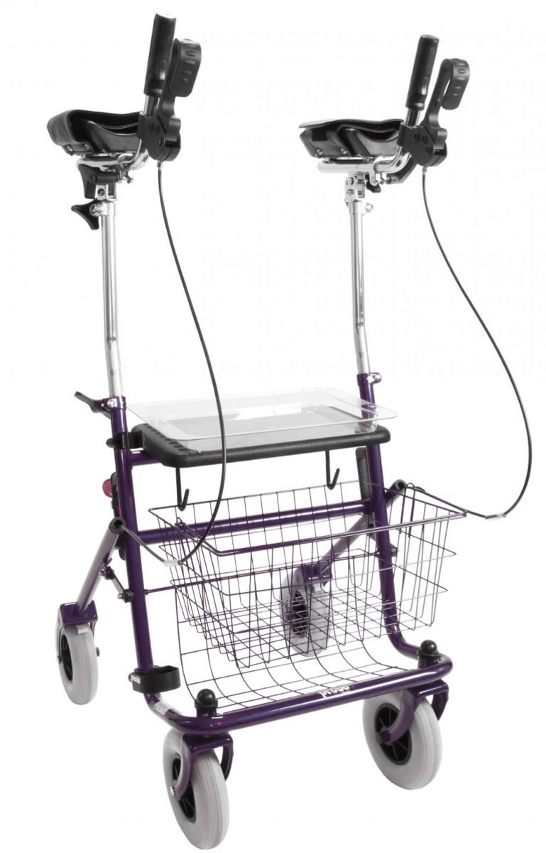 Premis - Rollator - met Bredere onderarmschalen (Steunen) - Belastbaar tot 120 kg - Inklapbaar - Metallic Paars
