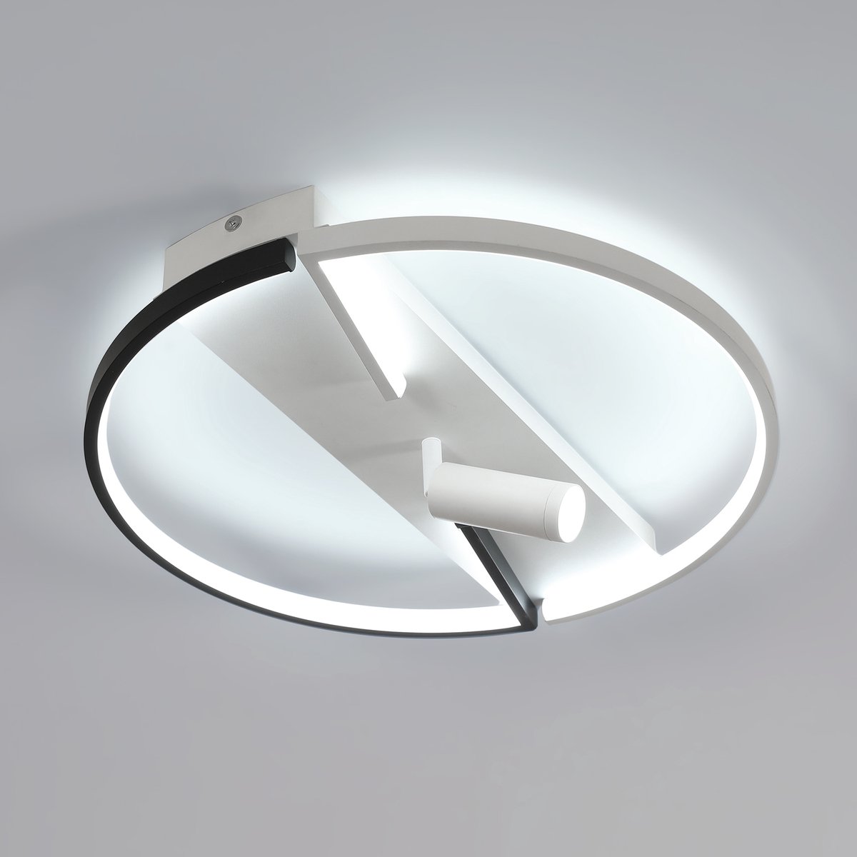 Riserva LED Plafondlamp modern minimalistisch rond zwart‑wit, aluminium 42W koud wit 6500K Ra80, voor woonkamer slaapkamer keuken