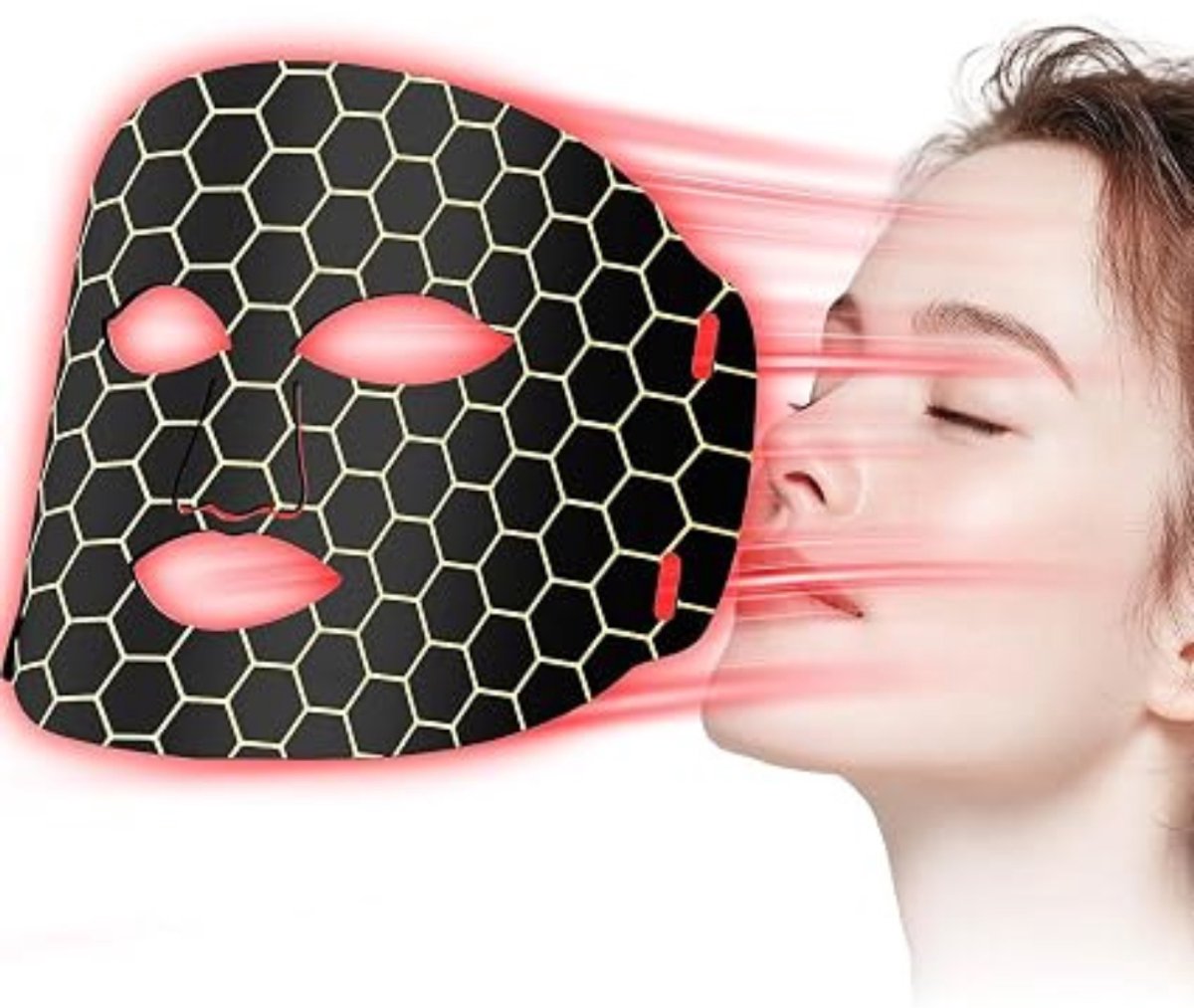 Thuys - LED Gezichtsmasker Lichttherapie – 7 Lichtmodi – 7 Intensiteitsniveaus – 5/10/15 min Timer – Flexibel Siliconen – USB-C – 120–130 min Batterij – 660 g