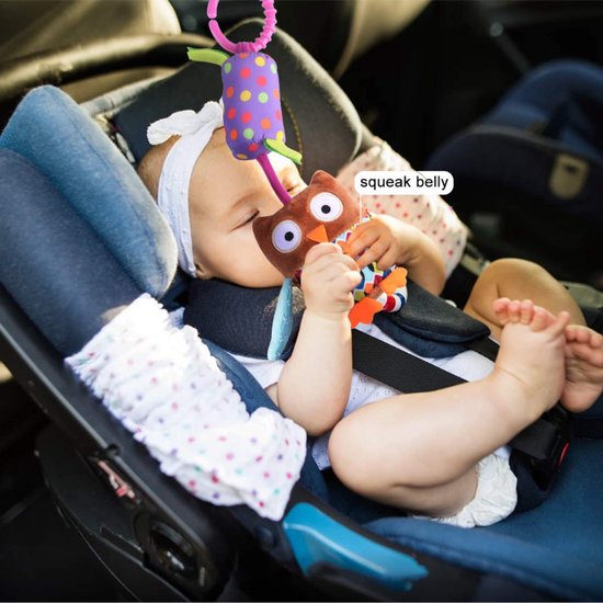 Sensorisch speelgoed voor in de kinderwagen, 4-delige set met zachte hangende rammelaars en pluche speeltjes — afbeelding 3