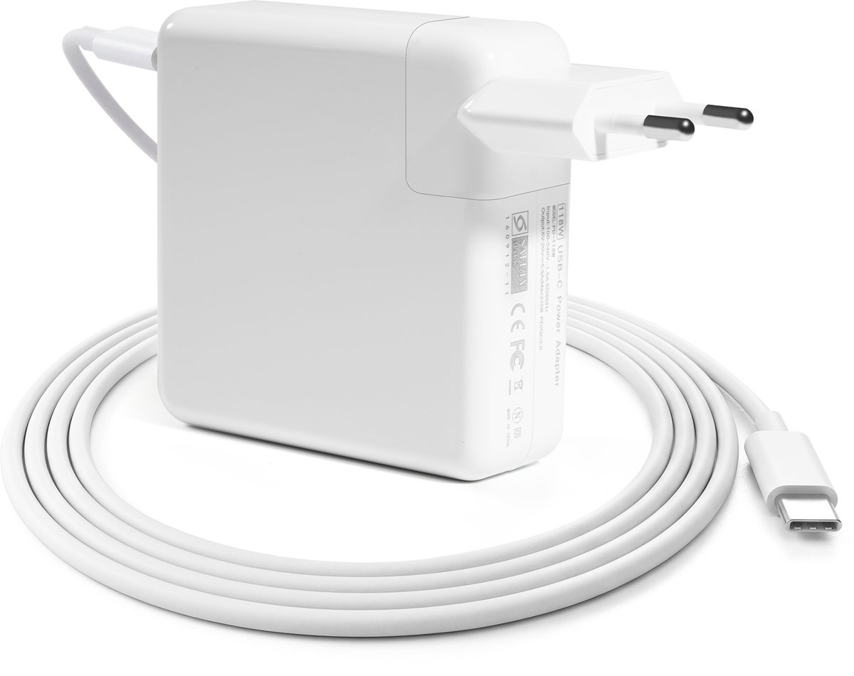 YONO Oplader USB-C Snellader 118W - geschikt voor Macbook en iPad - Laptop en Tablet - Inclusief 2 Meter USB-C Kabel - Power Adapter - Wit