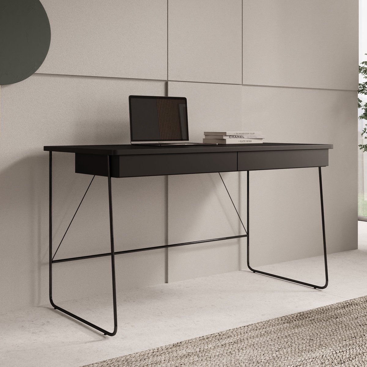 MEUBELLA Bureau Medea - Zwart - 135 cm