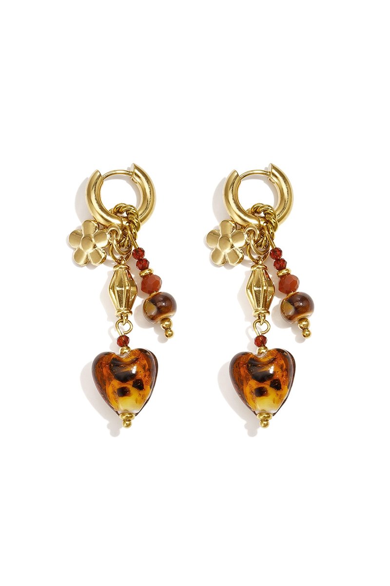 Liva - Oorbellen - Amber - Stainless Steel - - Amber