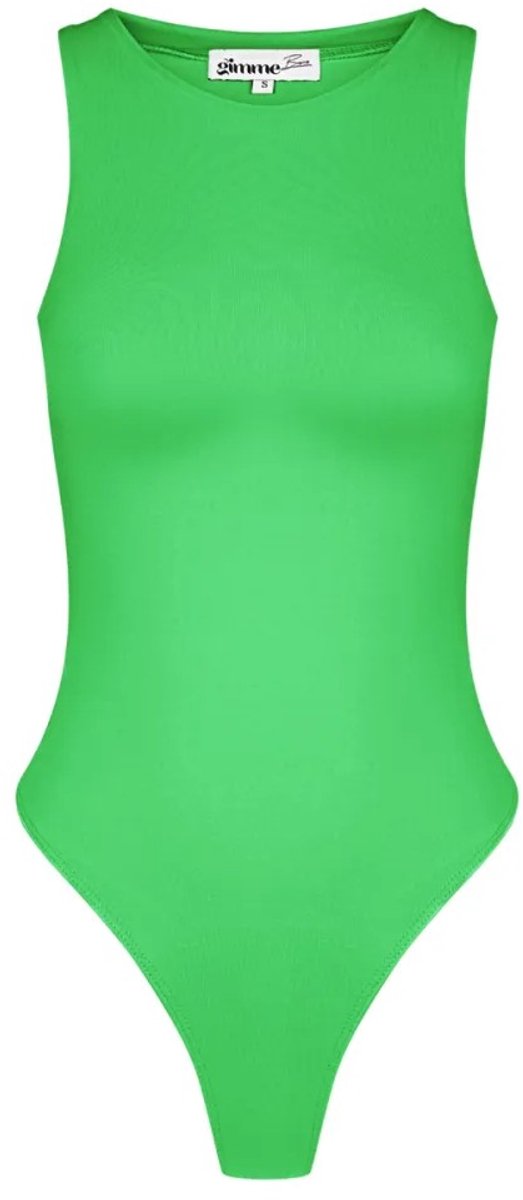 Groene Mouwloze Bodystocking - Stretch Bodysuit Dames - Trendy Dames Kleding - Maat M - Groen