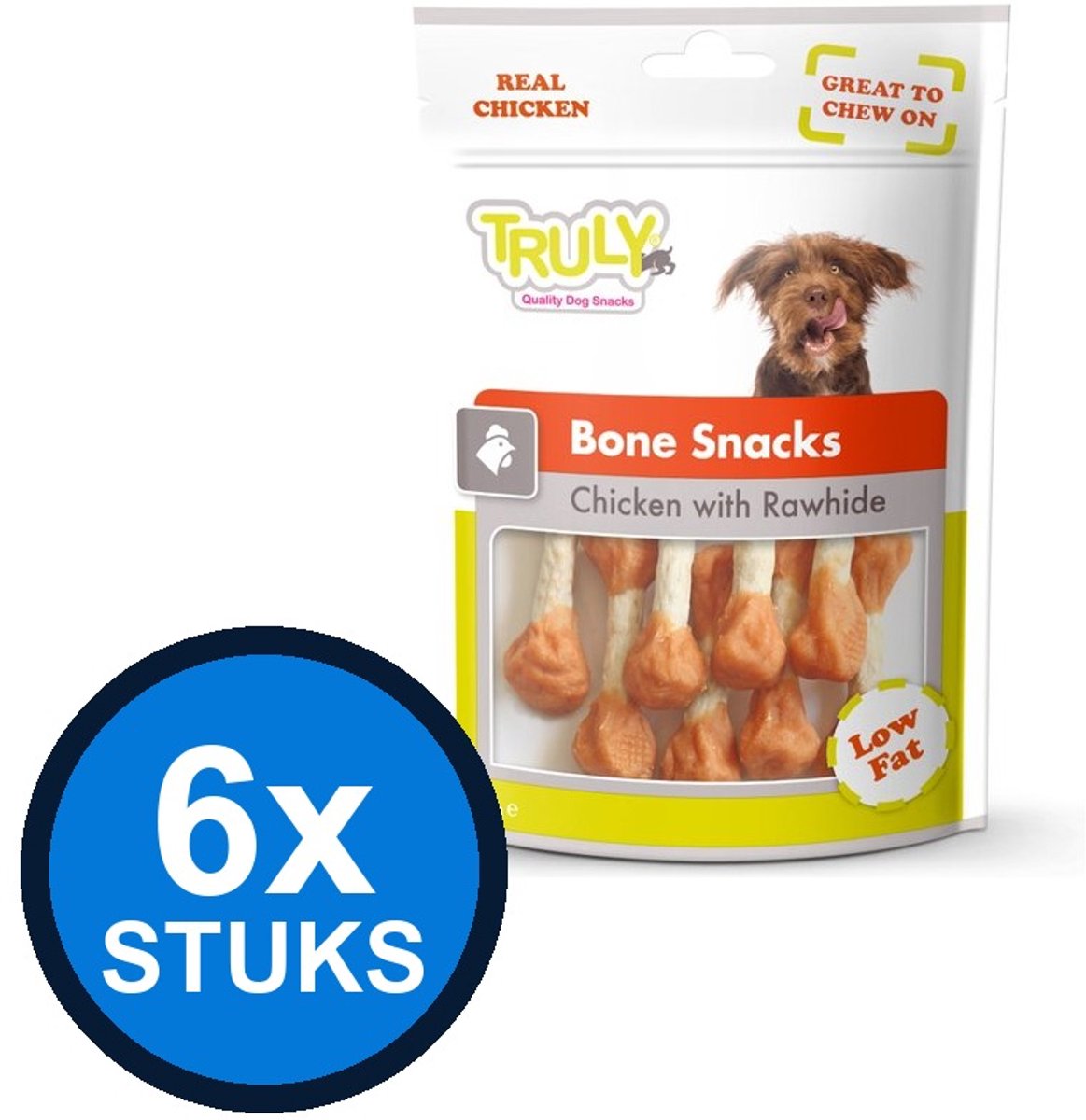 6x Truly Bone Snacks Kip - Hondensnack - 90g