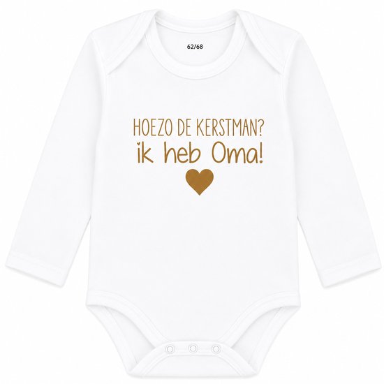 Baby Rompertje bekendmaking zwangerschap kerst Hoezo de kerstman? Ik heb oma | Lange mouw | wit | maat 62/68 | cadeau mijn 1e eerste kerst kerstmis of zwangerschapsaankondiging baby