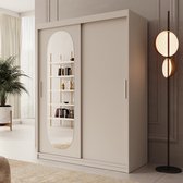 Meubella - Kledingkast Bodhi - Beige - 150 cm - Met spiegel