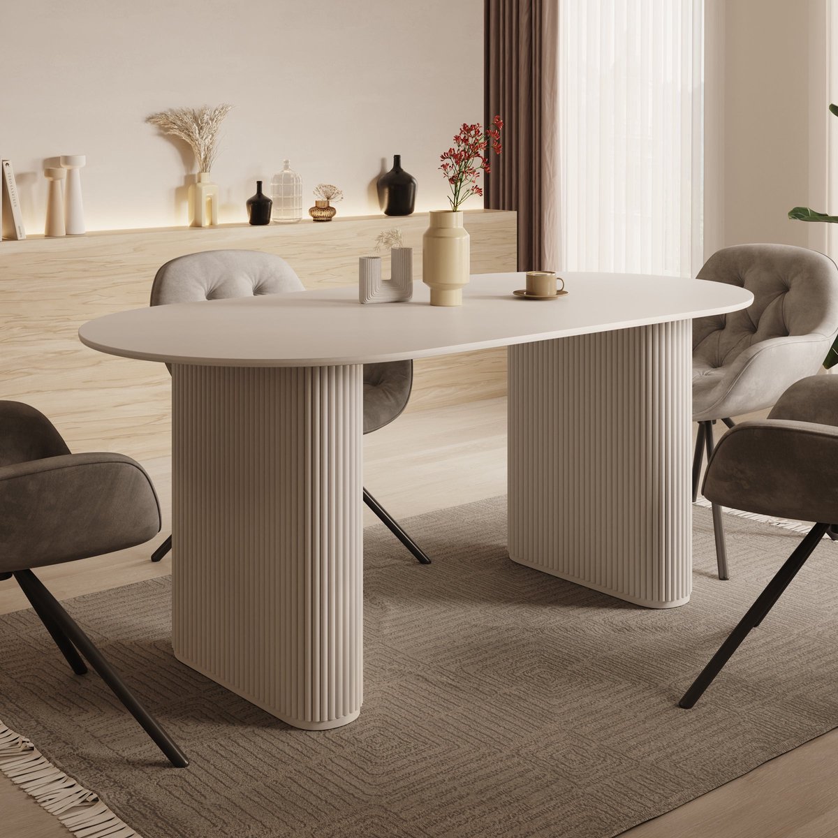 Meubella - Viento - Eetkamertafel - Wit - 180x90x76 cm