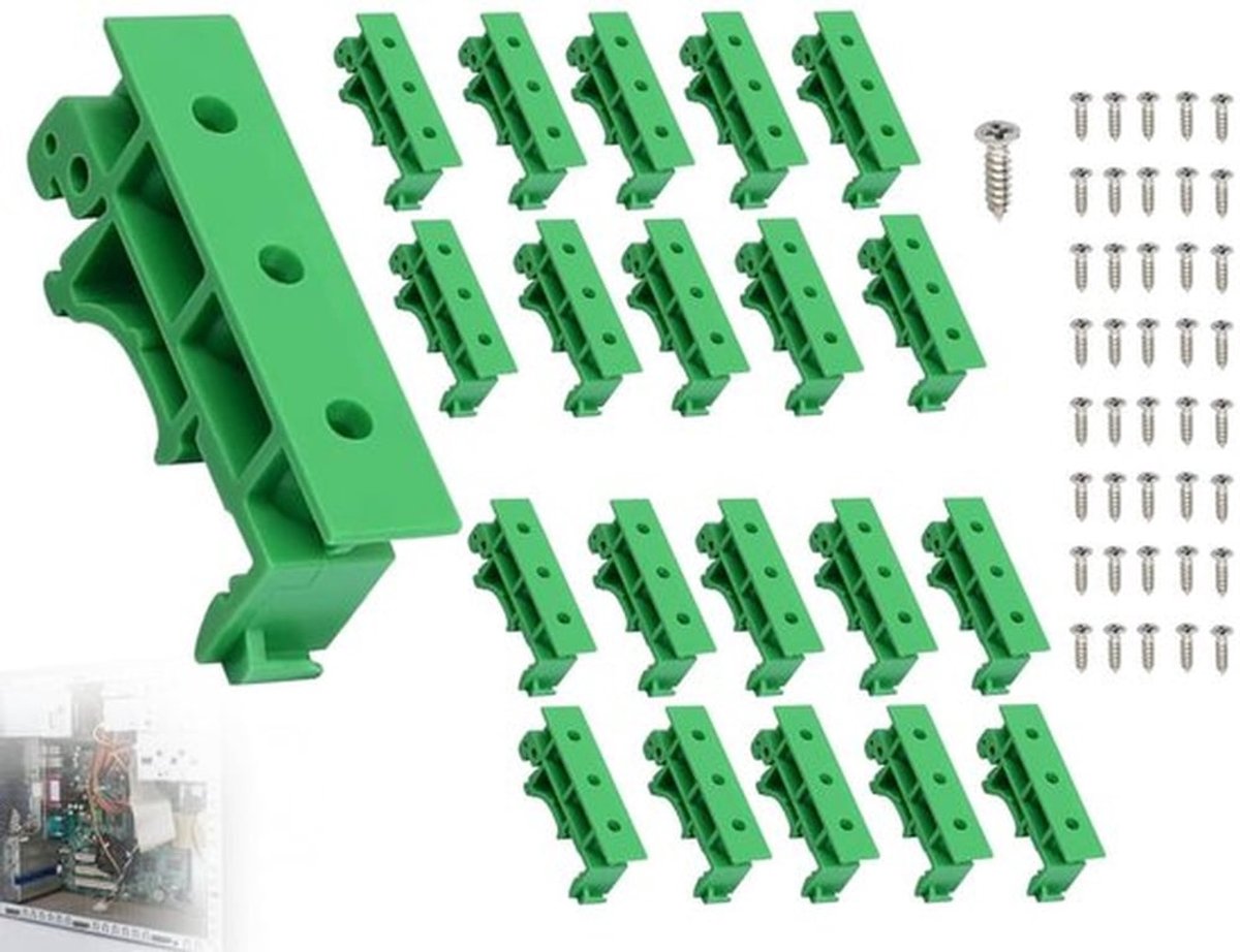 Rail Adapter Set - 20pcs - Ideaal voor Montage - Groen - Bevestigingsbeugels - Inclusief Schroeven - Geschikt voor Diverse Toepas...