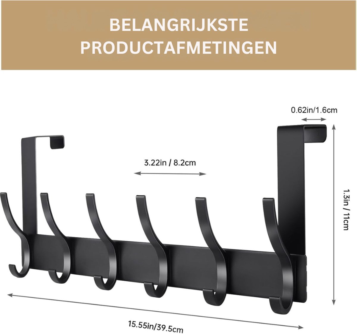 ZRNS® Deurkapstok - Deurhanger Kapstok - Deurhaak - Zwart
