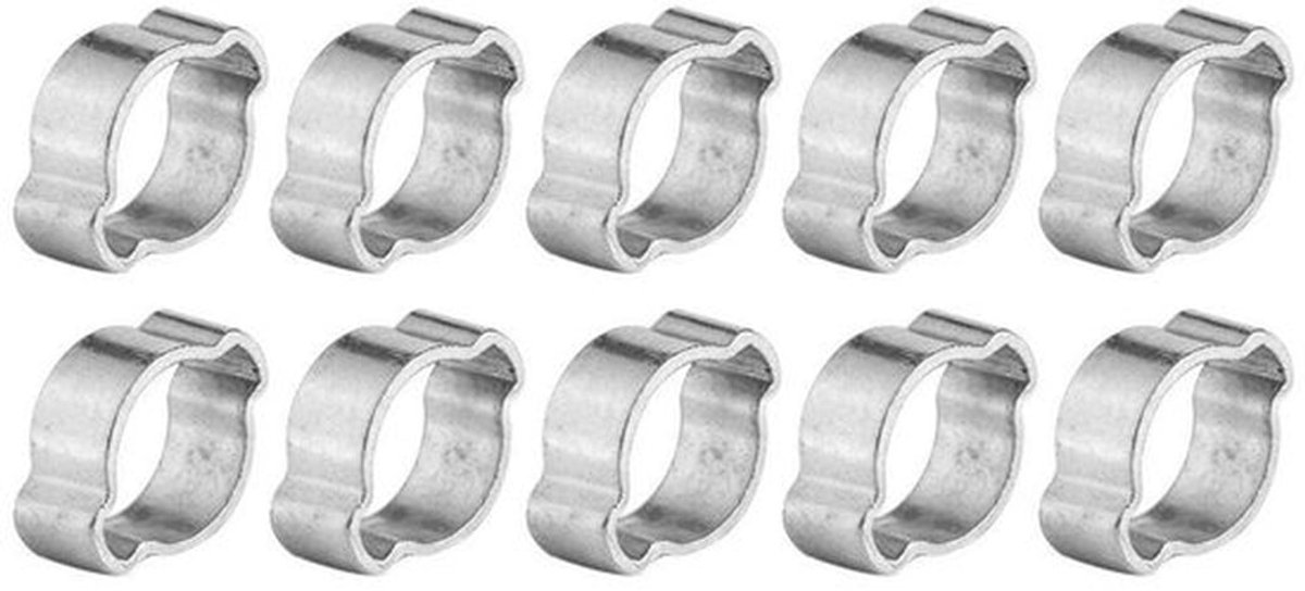 Slangklem - Set van 10 - Roestvrij Staal - 2 Oren - 5-23mm - Geschikt voor Slangen - Slangenklem
