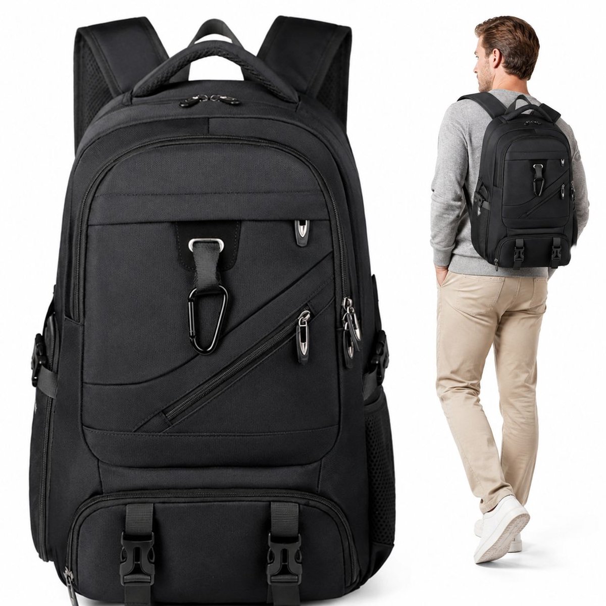 Bobypet - Laptoprugzak - 15,6-17 inch anti-diefstal rugzak met USB-poort - waterdicht Oxford - voor werk en reizen