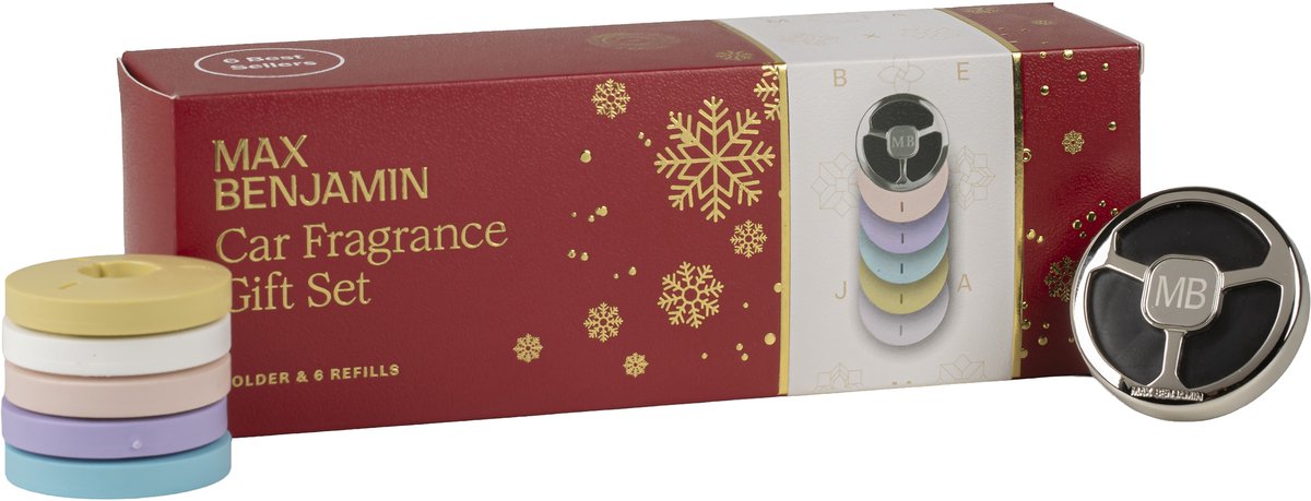 Max Benjamin - Autoparfum Variety Cadeauset - Starter Kit + 6 Navullingen - 6 Geuren - Kerstcadeau