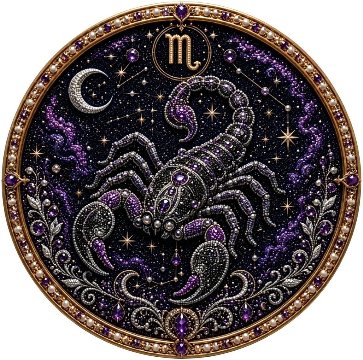 Casalora® Schorpioen Sterrenbeeld Parel Diamond Painting – DIY 3D Parel Kunstwerk – Ronde Astrologie Decoratie op Canvas – Creatieve Hobby voor Volwassenen – Sterrenbeeld Wanddecoratie – 20 × 20 cm
