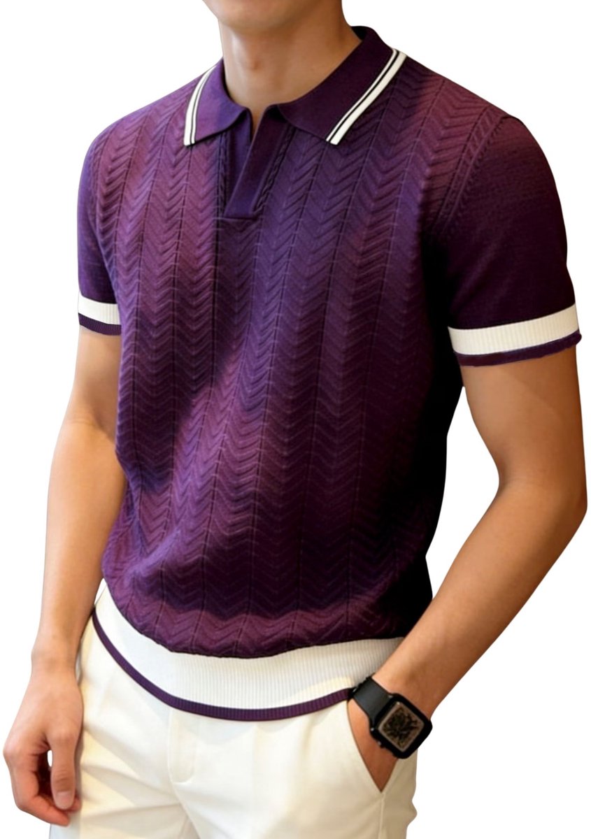 Currero T-Shirt Heren Shirt Zomerkleding T Shirt Mode Old Money Polo Mannen Kleding Volwassenen Paars