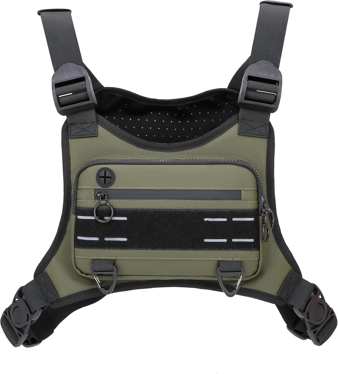 Hardloopvest Heren & Dames - Olijfgroene Lichtgewicht Waterafstotende Borsttas met Telefoonhouder en Extra Opbergvakken - Running Vest voor Sporten, Hardlopen en Fietsen
