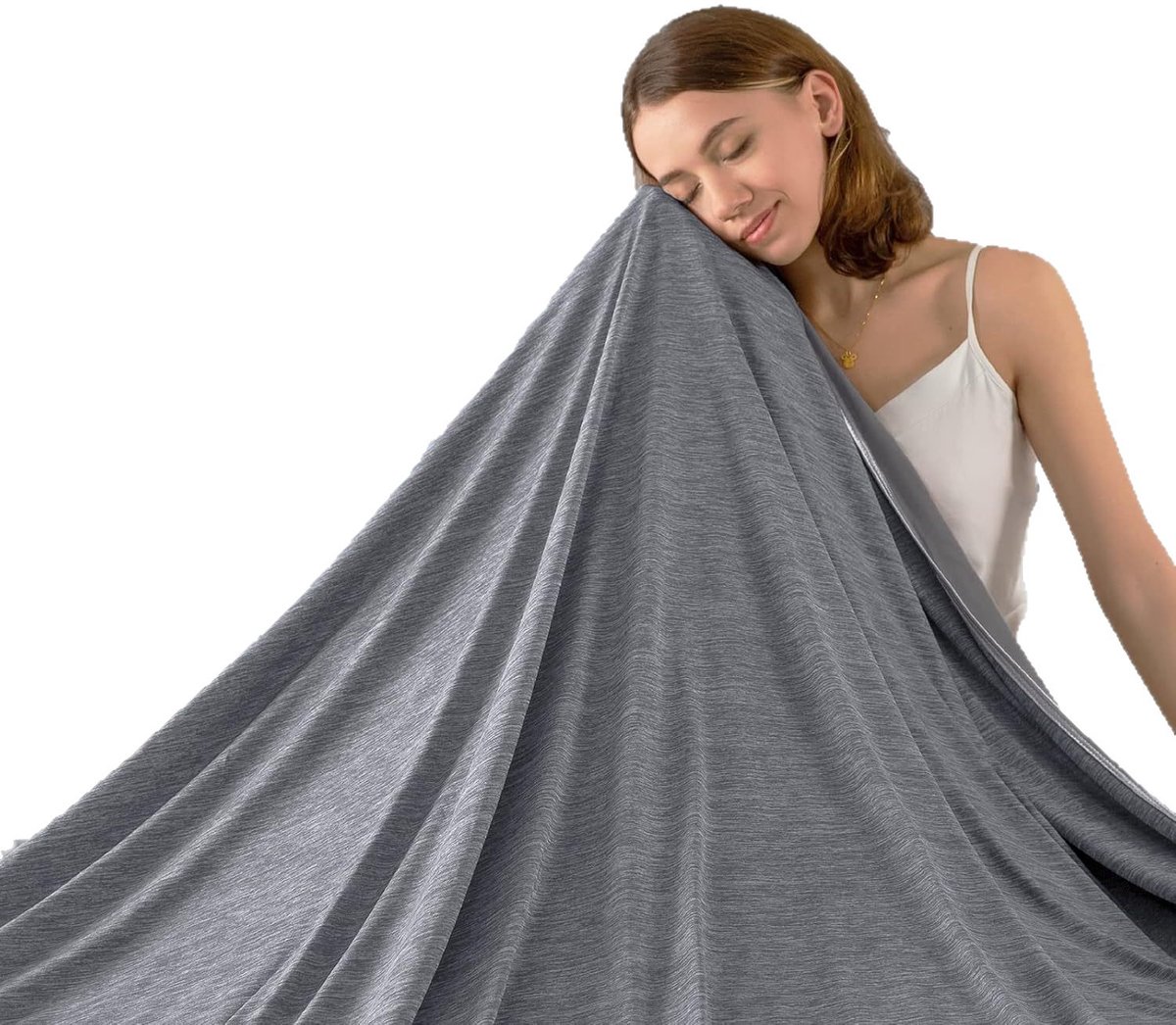 Kühlende Sommerdecke 100 x 150 cm – Atmungsaktive leichte Kuscheldecke mit Kühlfaser – Doppelseitig verwendbar – Für Bett und Sofa – Donkergrijs