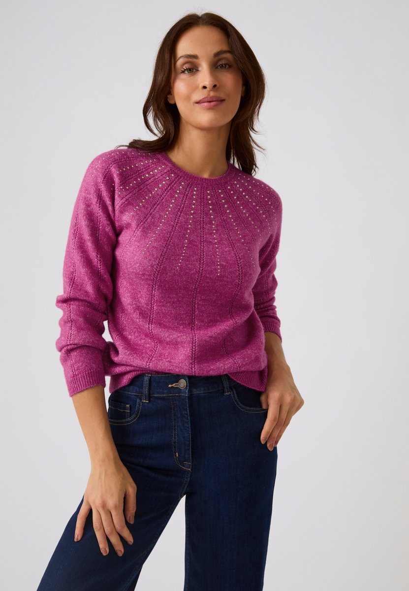 Damart - Thermolactyl trui van opengewerkt tricot met spijkerdetails - Dames - Roze - M