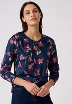 Damart - T-shirt van warm tricot met botanische print - Dames - Blauw - L
