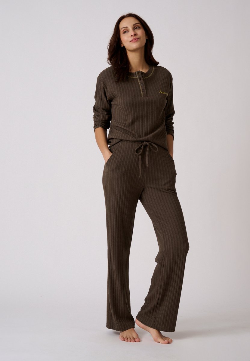 Damart Thermolactyl pyjama van ribtricot - Dames - Bruin - 42-44 (M)