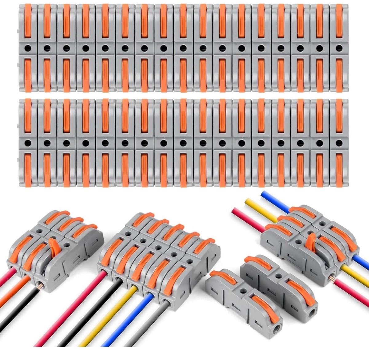 SSTRWGOOD 34 Stuks Aansluitklemmen - Elektrische Verbindingsklemmen met Bedieningshendel - 39x8,5x15mm - Vlamvertragend, Corrosiebestendig, Herbruikbaar - Geschikt voor Vrije Combinatie in Elektrische Installaties - Kunststof