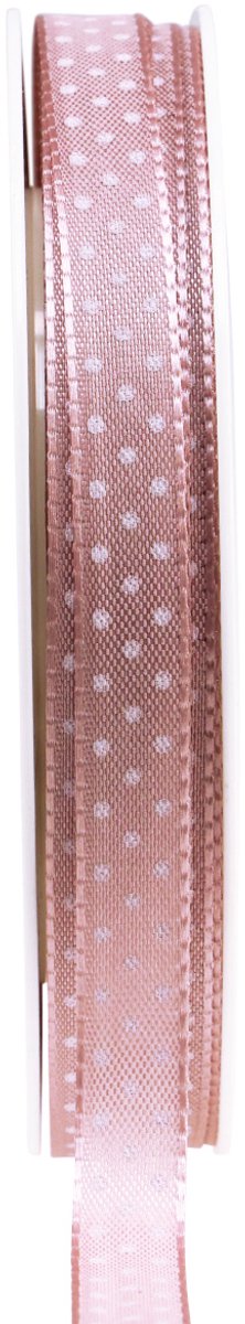 Cadeaulint gestippeld sierlint oudroze 10mm 25m